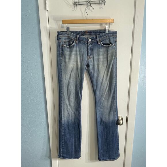 7 For All Mankind Jeans Size 30 Y2K Low Rise Flynt Bootcut Grunge Western Barn - Picture 1 of 8